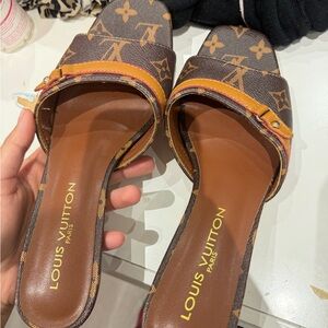 Louis Vuitton Brown Monogram Slide Kitten heels